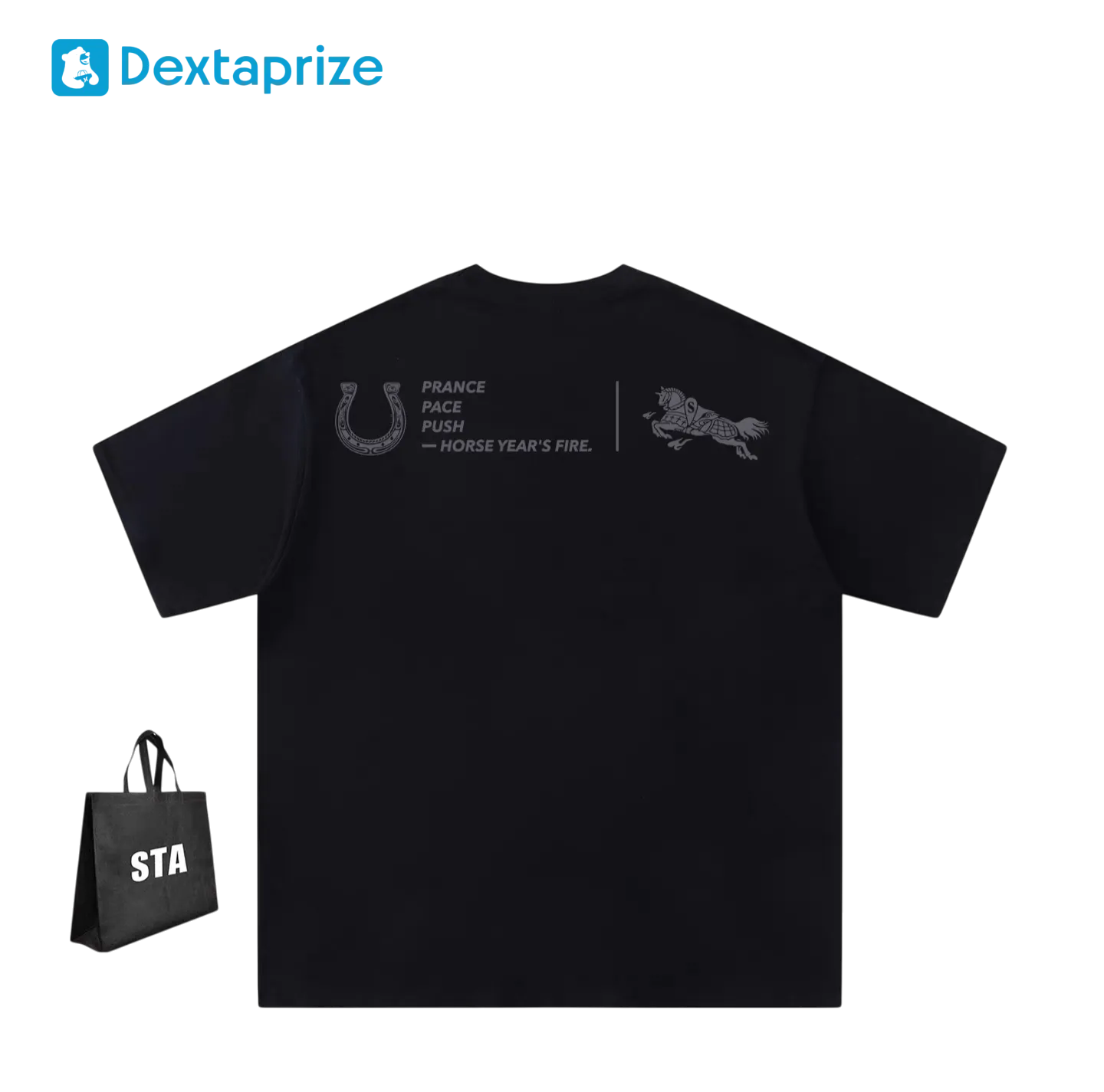 Sta National Trendy Brand Authentic Short-Sleeved T-Shirt for Men and Women, Year of the Horse Limited Edition New Pure Cotton T-Shirt, Couple Student Half-Sleeve Base Shirt for Summer