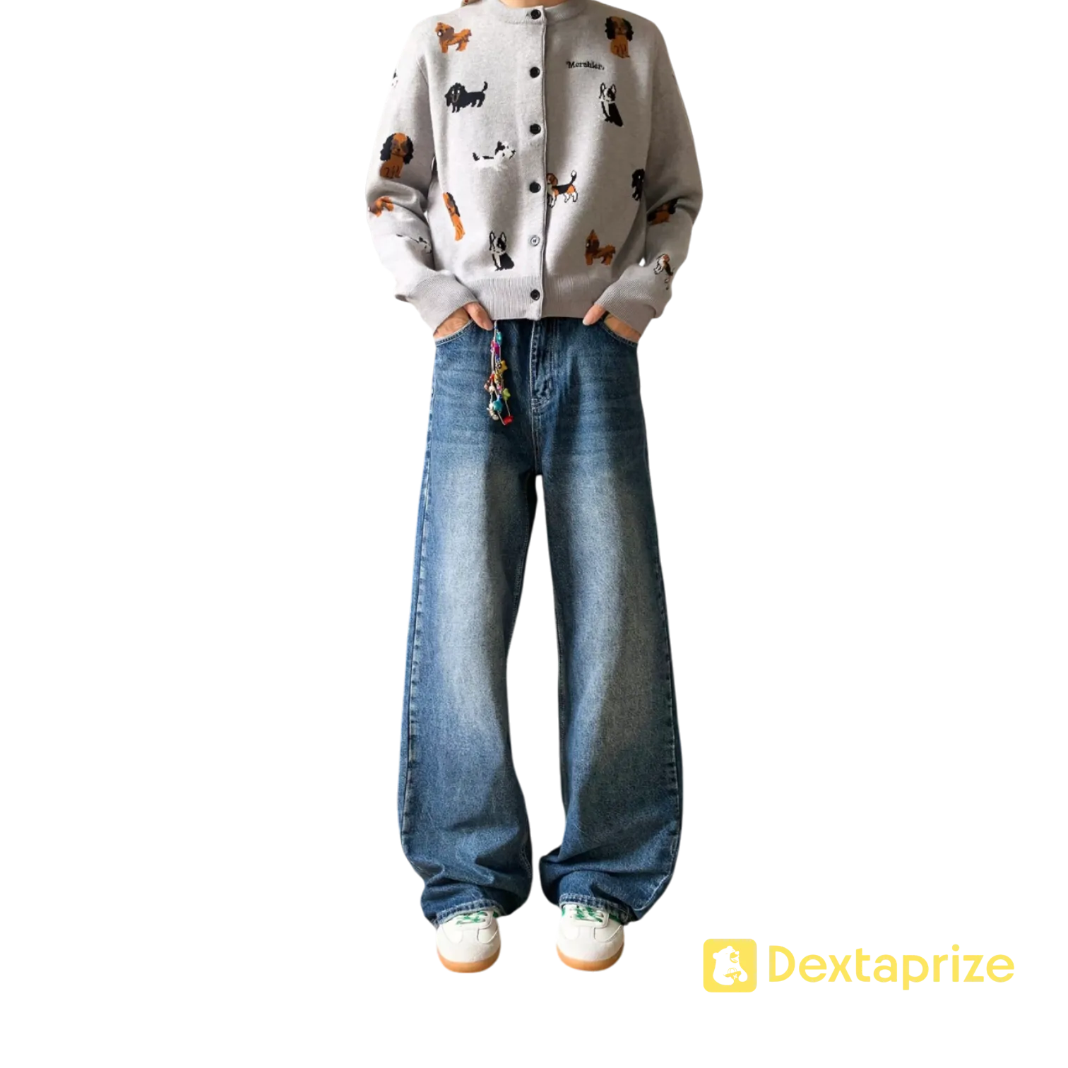 American Style Star Patch Loose-Fit Wide-Leg Jeans – Unisex Vintage